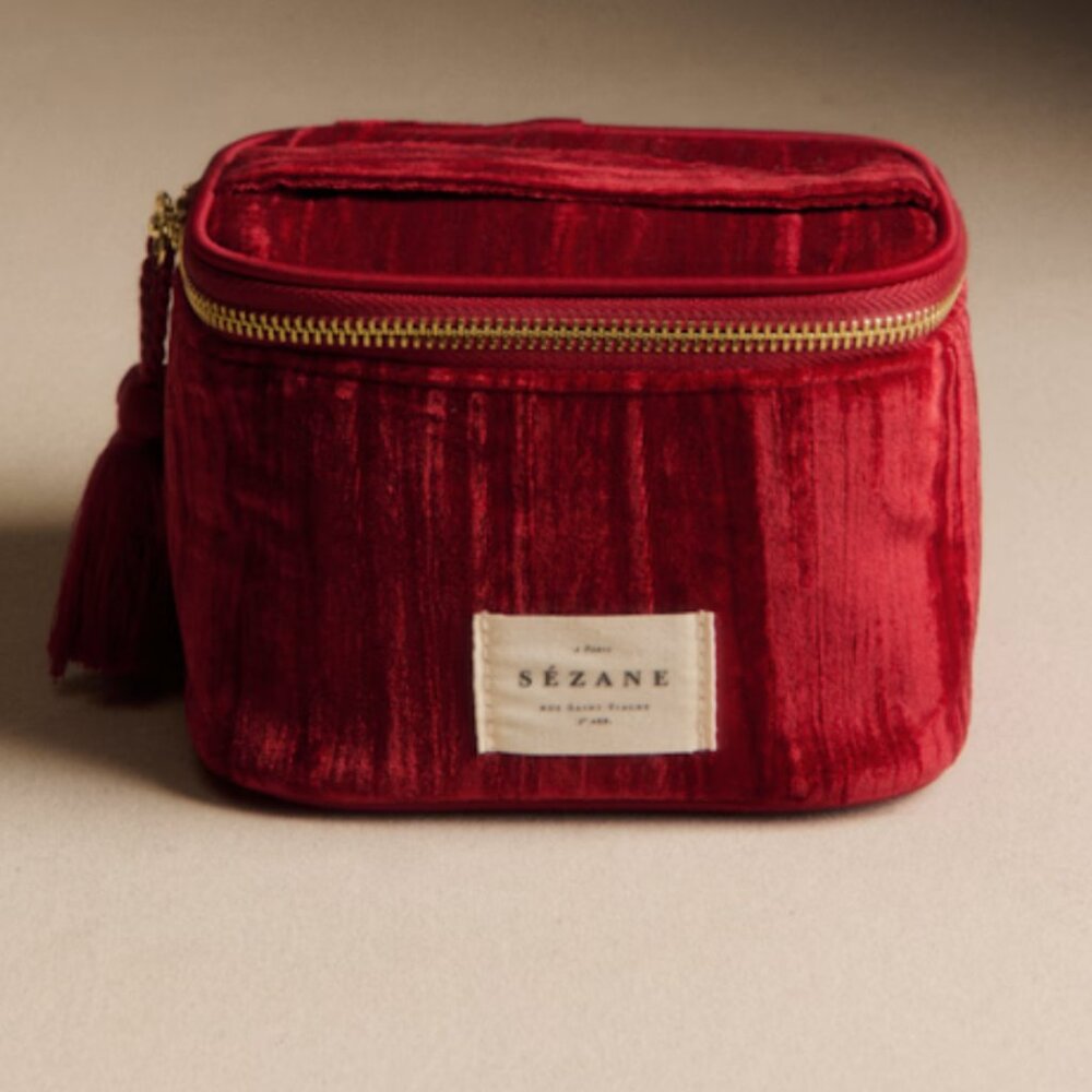 Sézane Red Velvet Cosmetic Pouch